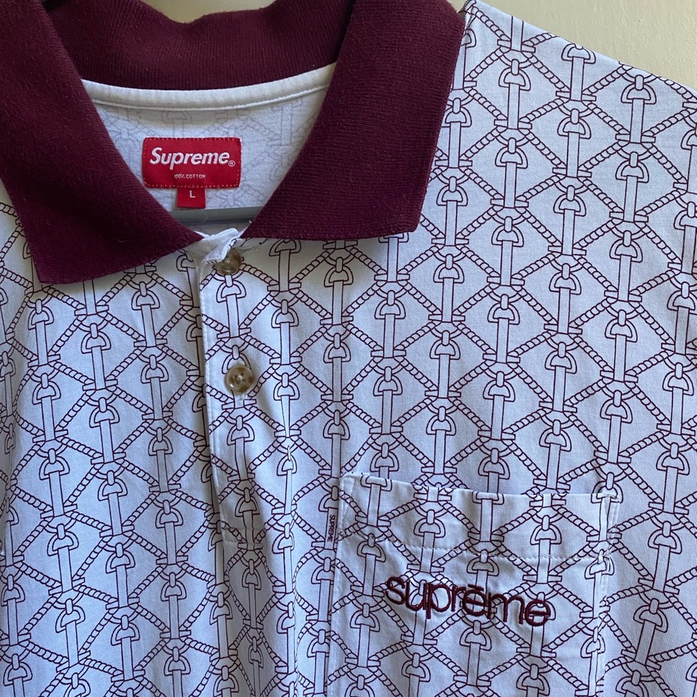 Supreme Chain Link Rope Print Polo White